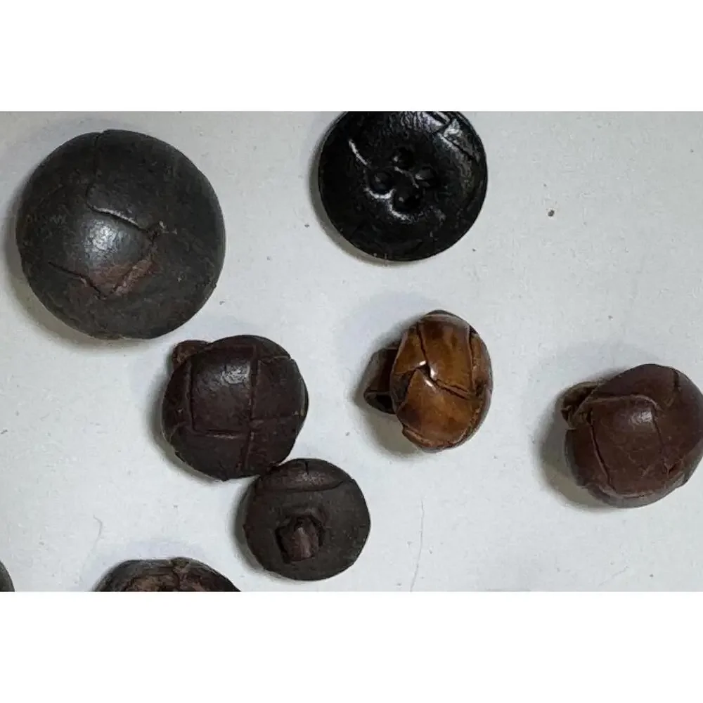 Lot of 35 Vintage Wrapped Woven Leather Shank Buttons